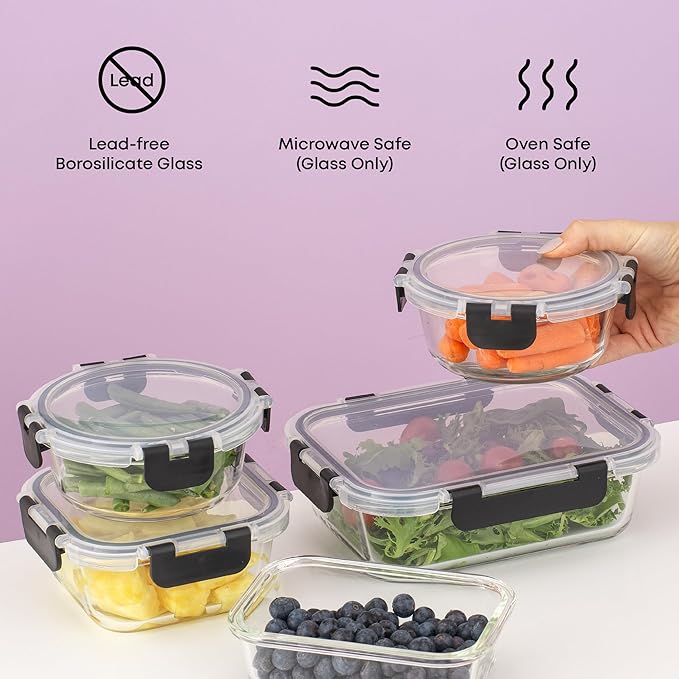 JoyJolt 24pc Borosilicate Glass Storage Containers