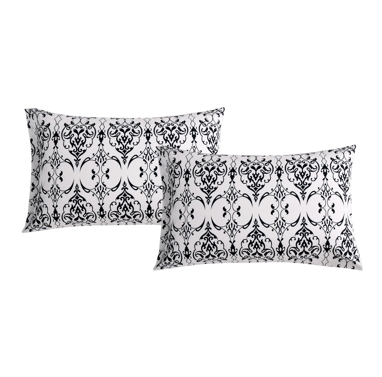 Spirit Linen home 6-Piece Queen Size Bed Sheet Set - Deep Pocket, Scroll Pattern, Soft and Breathable Bed Sheets, Microfiber Material, Includes 1 Fitted, 1 Flat, 4 Pillowcases - Black/White Scroll