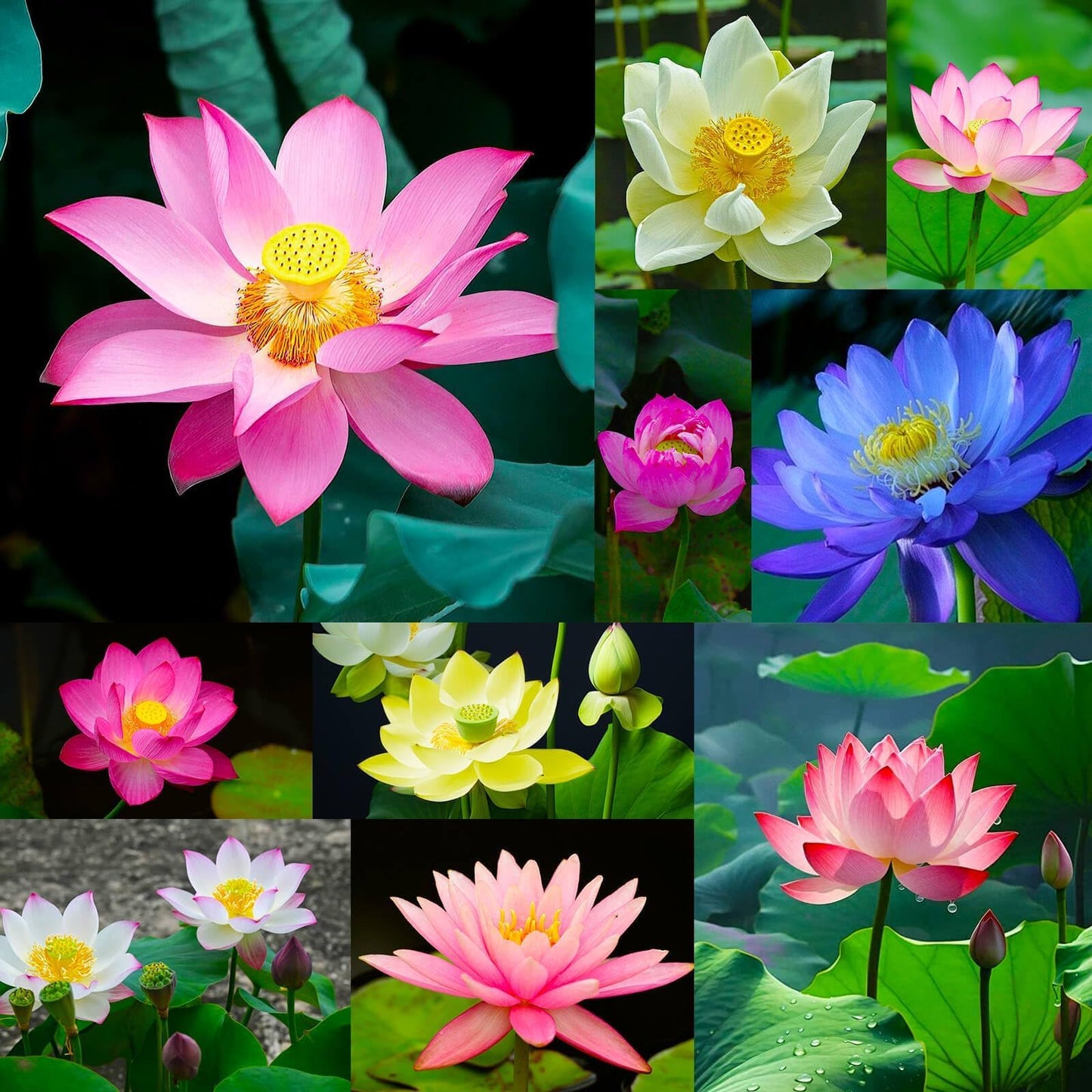 300pcs Lotus Seeds for Planting - 15 Unique Varieties Bonsai Bowl Lotus Seeds, Includes Detailed Planting Guide, Perfect for Ponds, Water Gardens & Gifts, High Germination, Easy to Grow