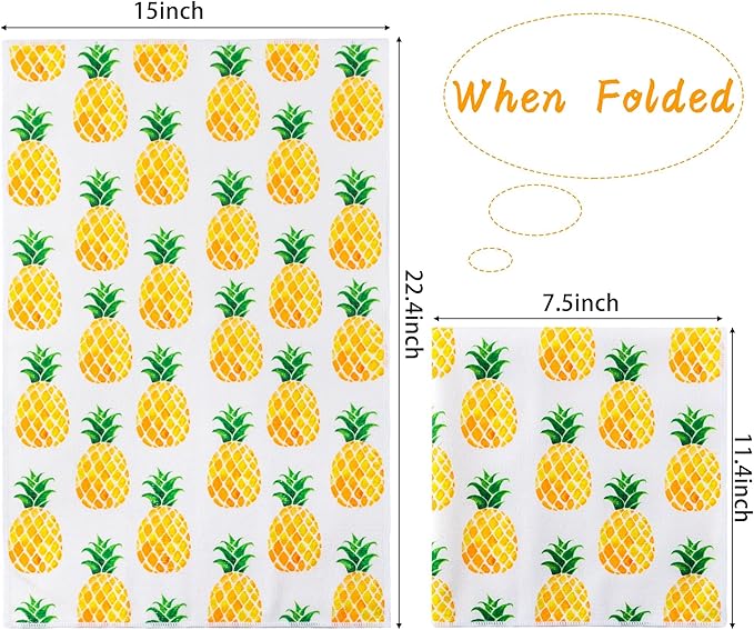 R HORSE 5Pcs Pineapple Kitchen Dish Towel Set Fruit Theme Absorbent Drying