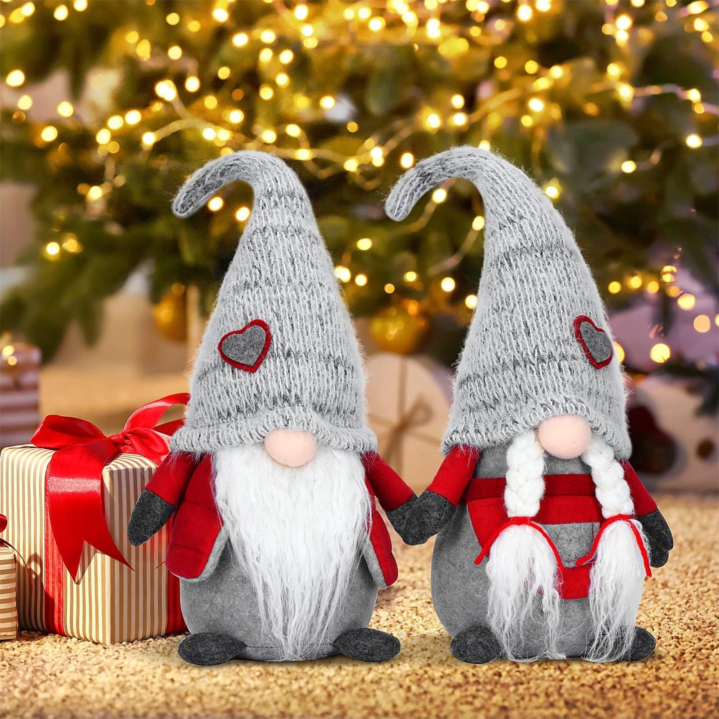 EKARSEN Handcraft Pair Gnome Gonk Dolls House Decoration Cute Tomte Dwarf Toy - Sweet Gift for Valentine Christmas Newyear Easter