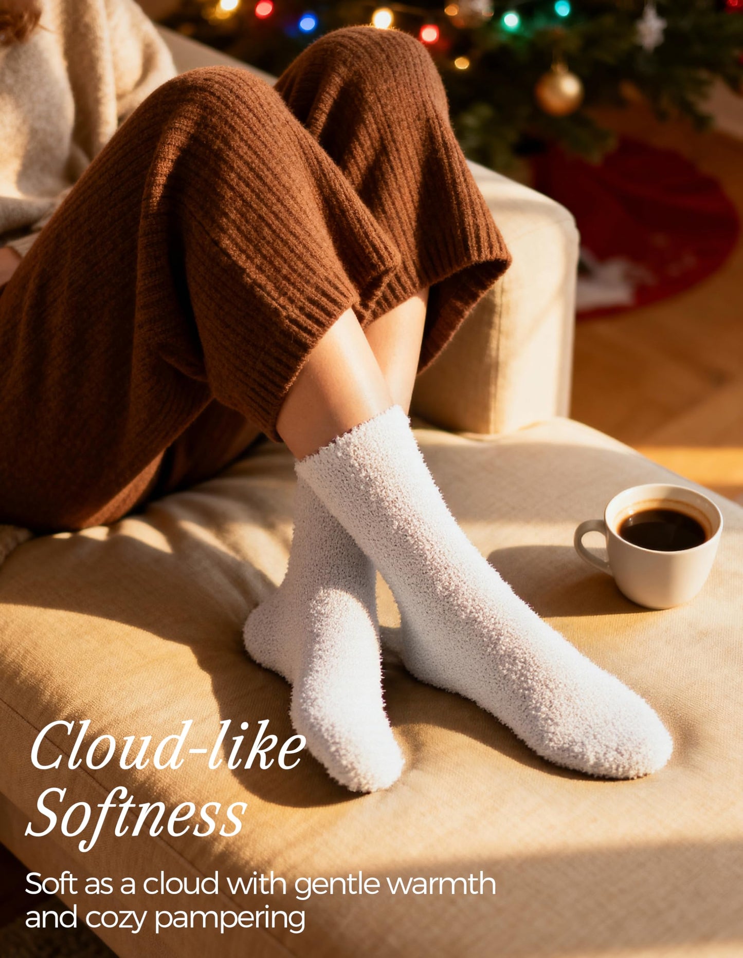 TEHOOK Warm & Cozy Valentines Gifts for Women, Fluffy Fuzzy Plush Sleeping Slipper Socks - Soft Warm Fabric
