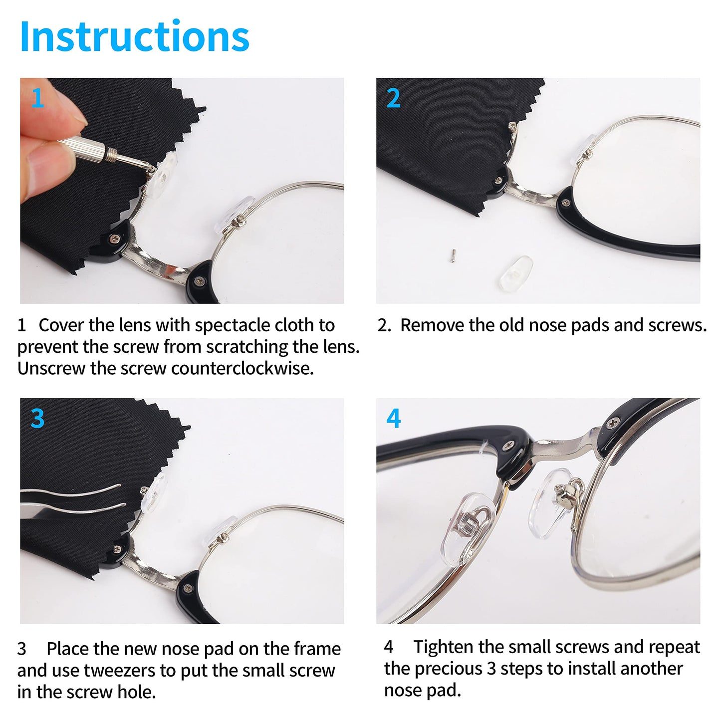 Upgrade Version Magnetic Eye Glass Repairing Kit, Eyeglass Repair Tool Kit with Compact Screw Box Include Nose Pads, Precision Screwdriver Set, Screws, Tweezer for Eyeglass, Sunglass, Spectacles Watch