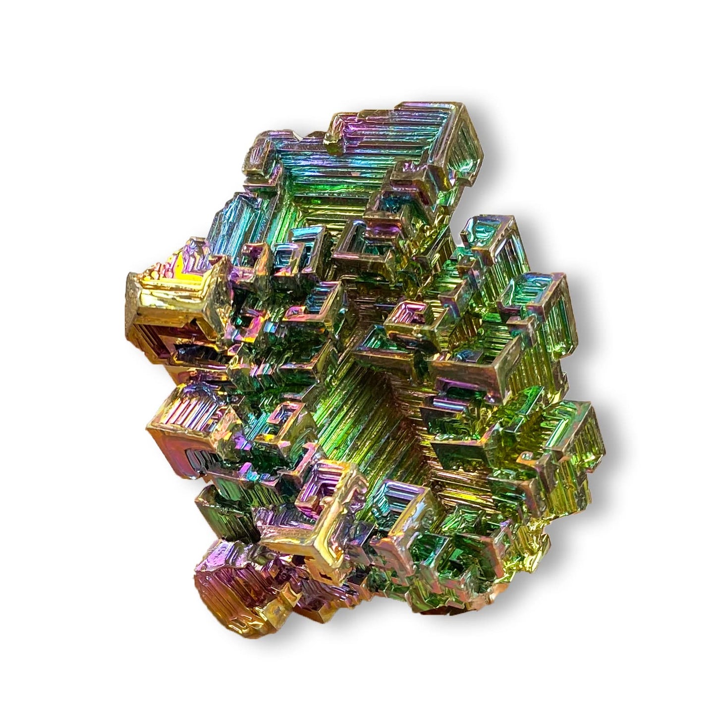 FOMNKKN Natural Bismuth Ore, Rainbow Bismuth Metal Crystal, Crystal Gifts, Mineral Specimen, Home Decoration, Approx: 0.19-0.24Ib