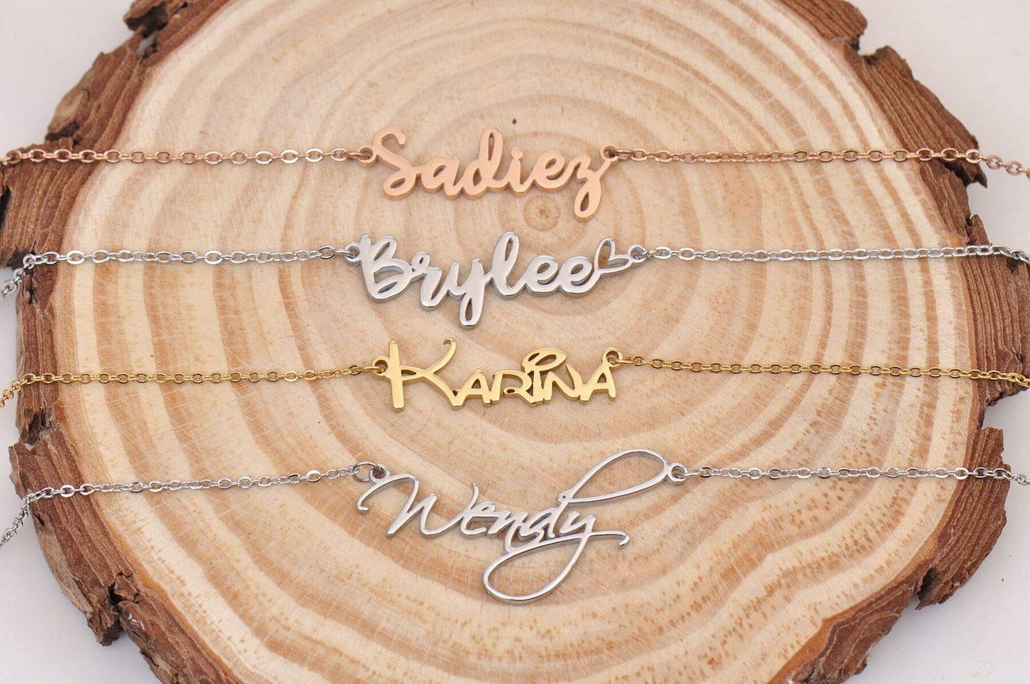 HUAN XUN Custom Name Necklace Personalized Initial Necklaces in Golden Silver