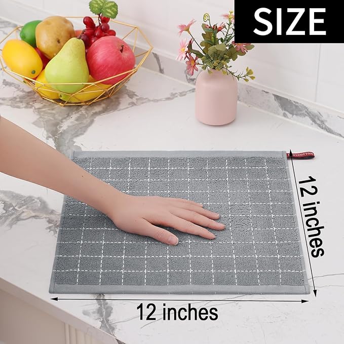 Homaxy 100% Cotton Terry Kitchen Dish Cloths, Ultra Soft and Absorbent Dish