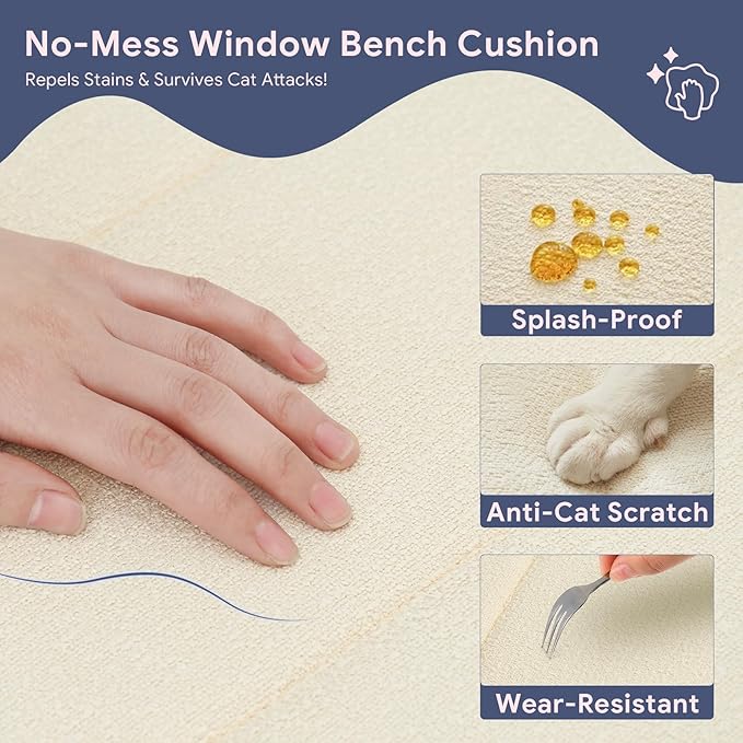 Custom Bay Window Cushion, Splash-Proof Window Seat Cushions Indoor, Customized