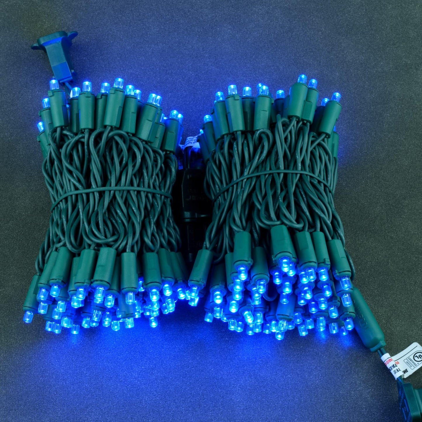 YULETIME 200 Blue Christmas String Lights, 2-Set 25 ft 100 Wide Angle LED
