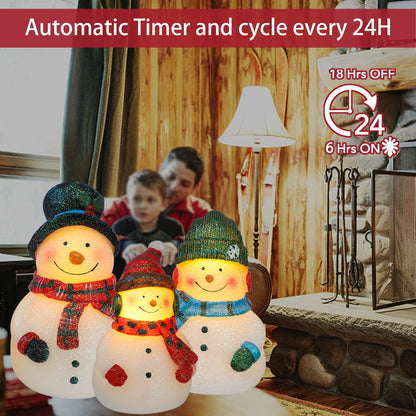 Impress Life Christmas Snowman Flameless Candles with Remote, Holiday Theme LED Candles, Battery Operated Real Wax Candles for Bedroom Party Winter Xmas Decor - Set of 3