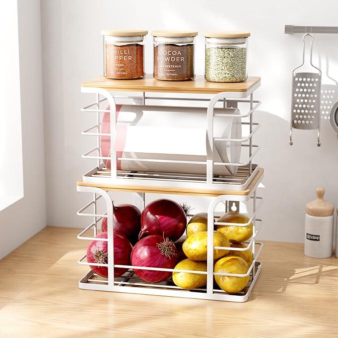 2 Pack Extra Large Stackable Pantry Organizer, Wall Mount Garbage Bag Holder