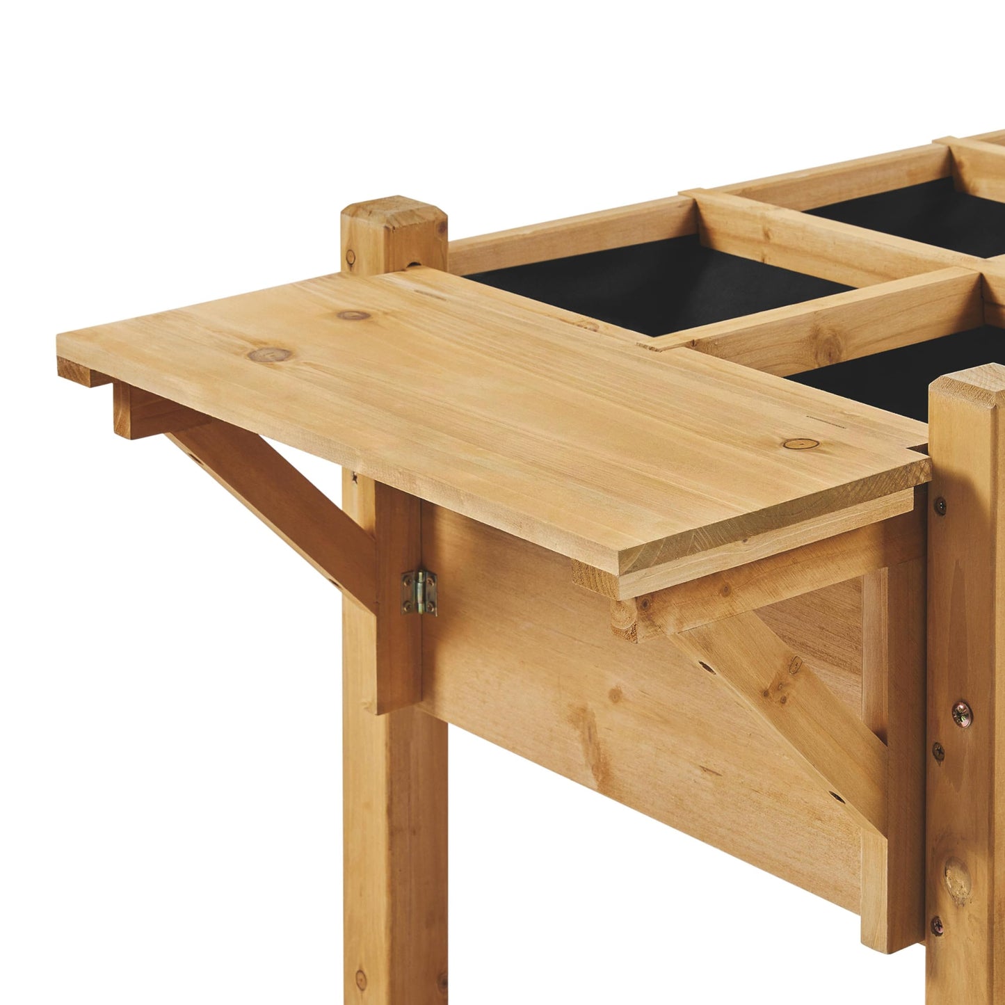 Yaheetech 49x22x32in 8 Pockets Horticulture Raised Garden Bed Elevated Wood Planter Box Stand with Foldable Side Table and Storage Shelf for Herb/Vegetables/Flowers, Light Brown