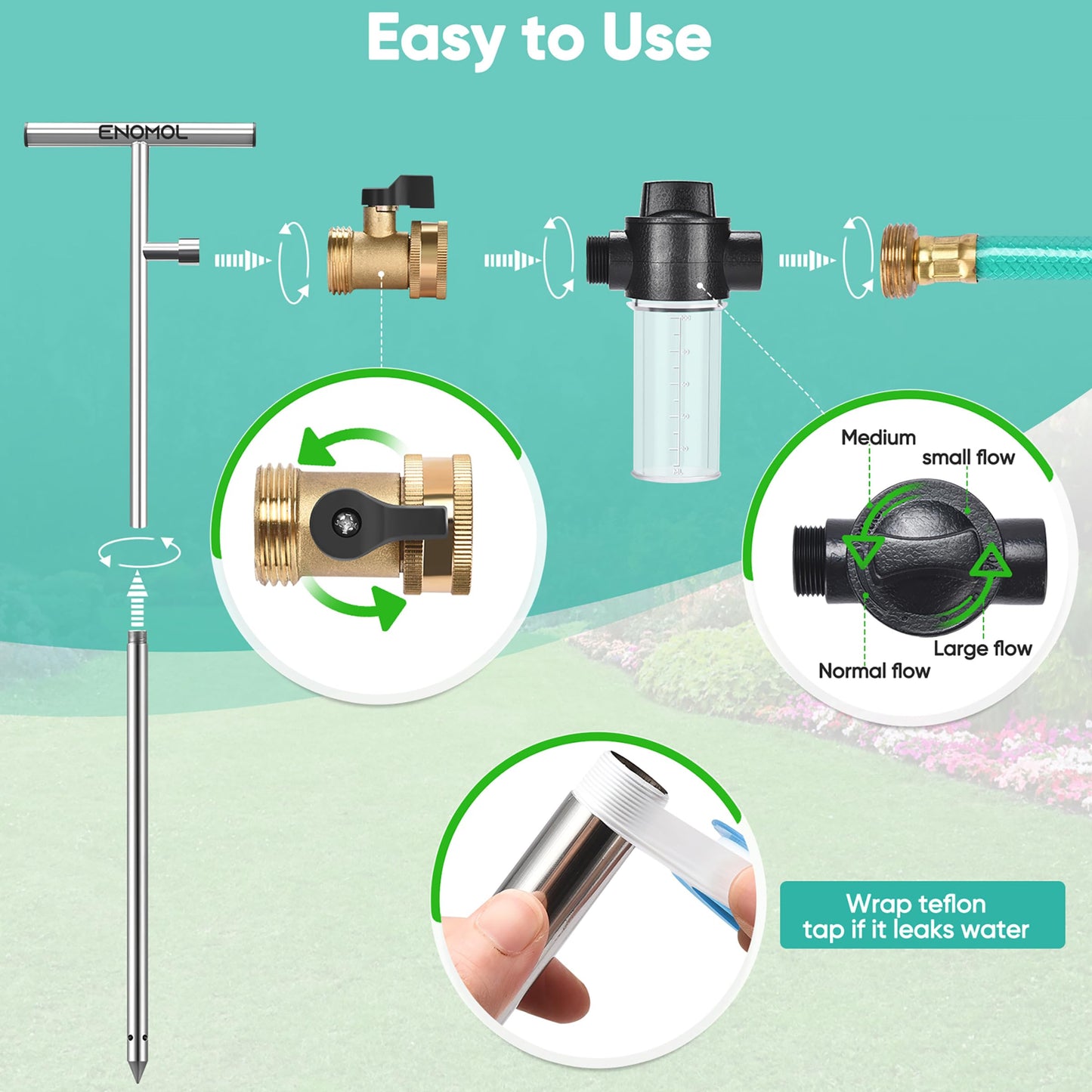 Stainless Steel Deep Root Tree Watering Tool,Root Feeder with Fertilizer Bottle Watering Wand Irrigation System Watering Stake,for Trees Bushes Shrubs Fruit Trees with Brass Valve T-Handle