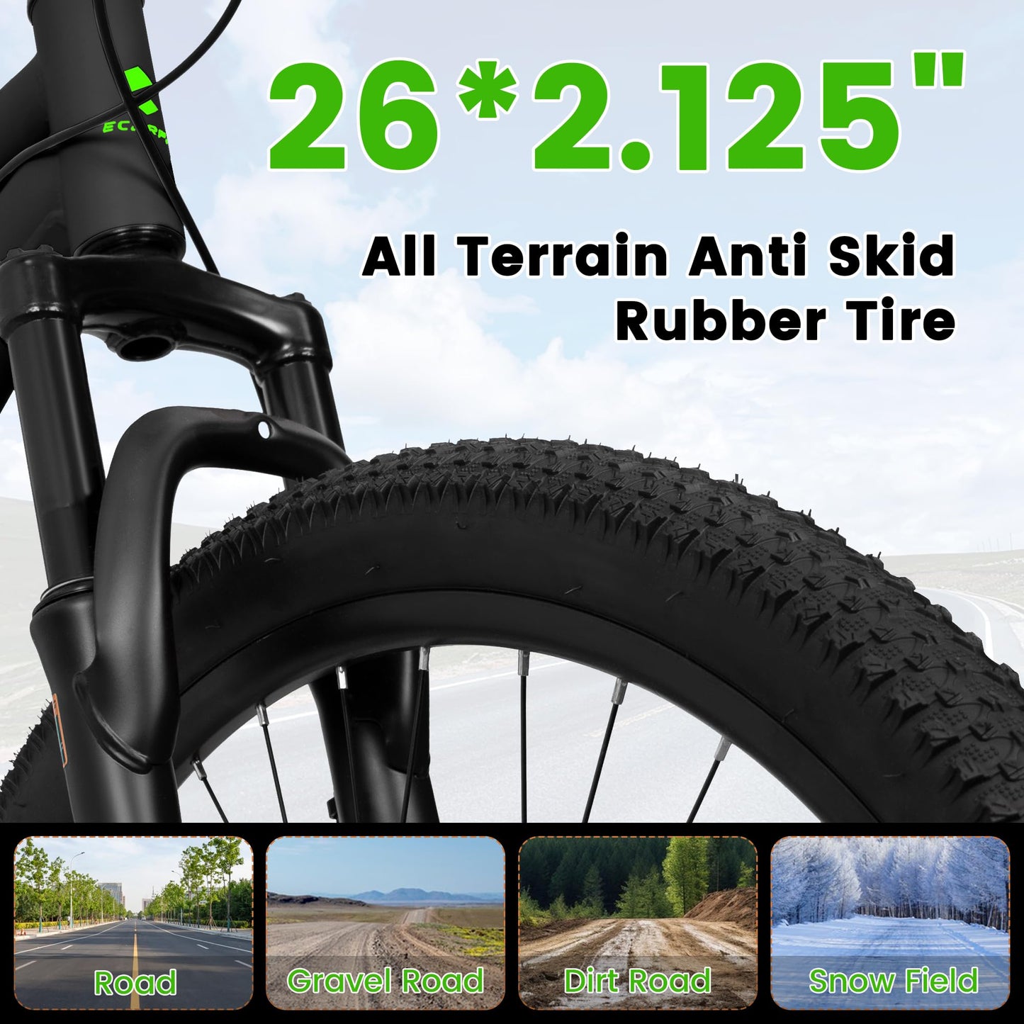 26 Inch Mountain Bike, 21-Speed Mountain Bicycle with Full Suspension and Dual Disc Brakes Thumb Shifter, High Carbon Steel Frame MTB Bike for Teenagers Adult Men Women Trail Commuter, Black-Green