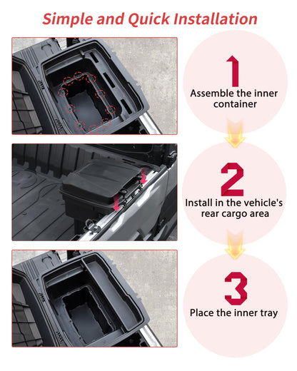 KEWISAUTO Rear Cargo Storage Box for Polaris Ranger XD 1500 Premium/Northstar 2024-2025 Accessories, 22L Double Layer Removable Rear Cargo Storage Box Bin Waterproof Poly Bed Trunk Case