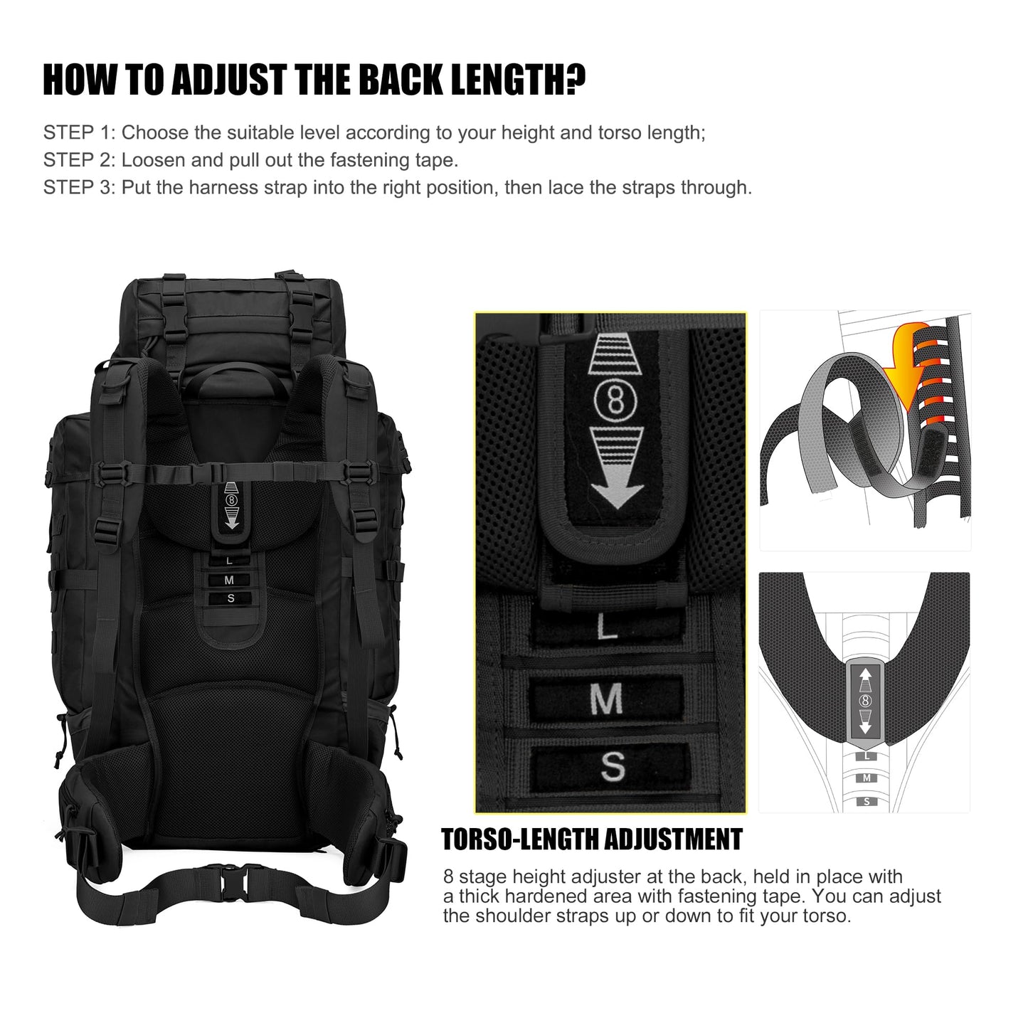 Mardingtop 70L Hiking Backpack+ Molle Tactical Utility Pouch