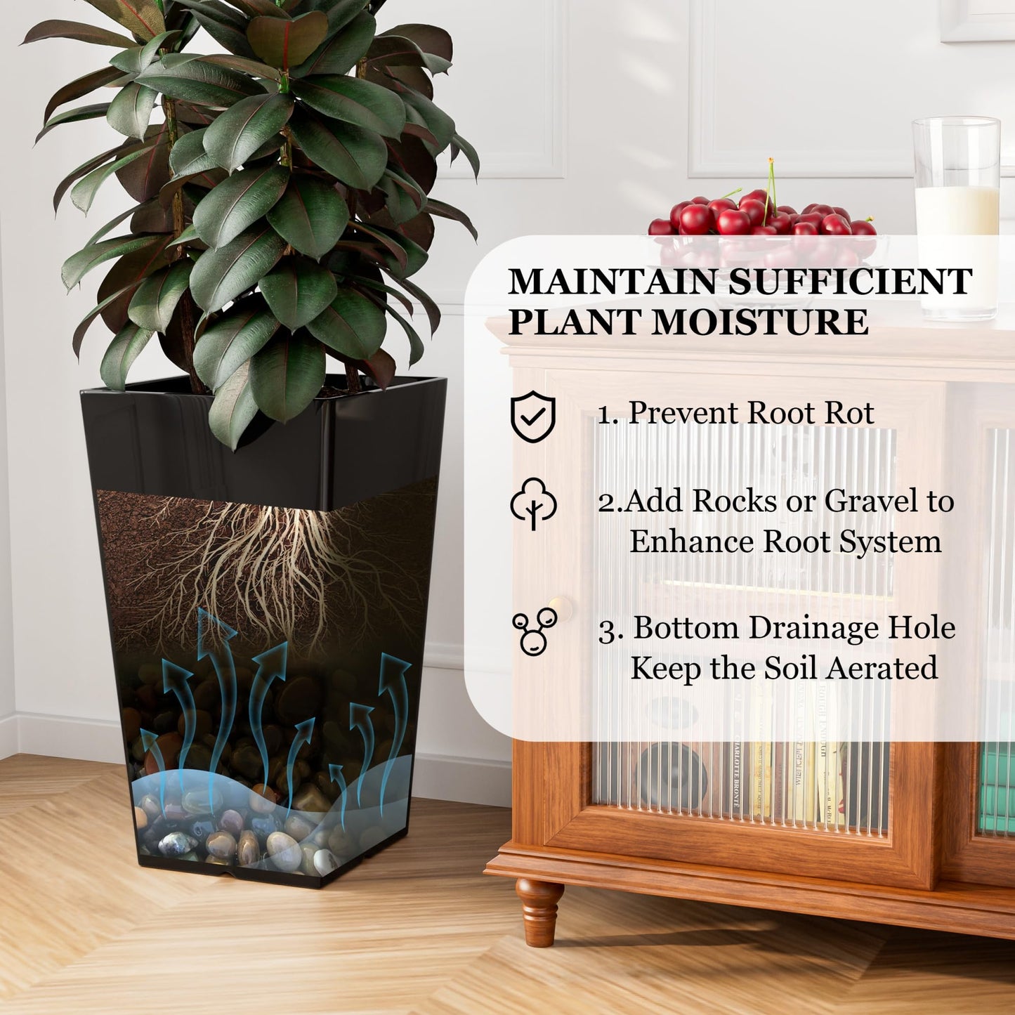 QCQHDU 21 inch Large Tall Taper Planters for Indoor & Outdoor Plants, 2 Pack Durable Plant-Flower-Tree Pots for Front Porch Patio Living Room Home Garden Decor