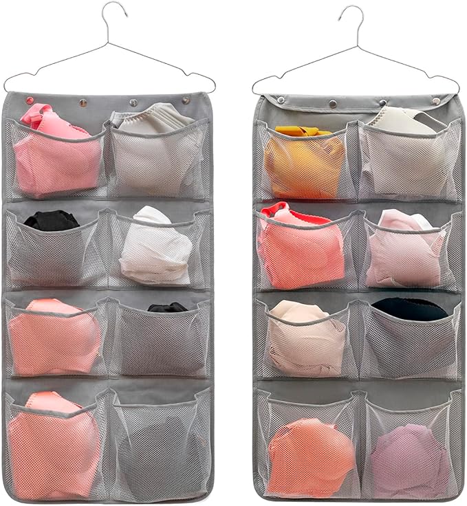 Dual Sided Hanging Closet Organizer Durable Socks Stocking Clothes Bra