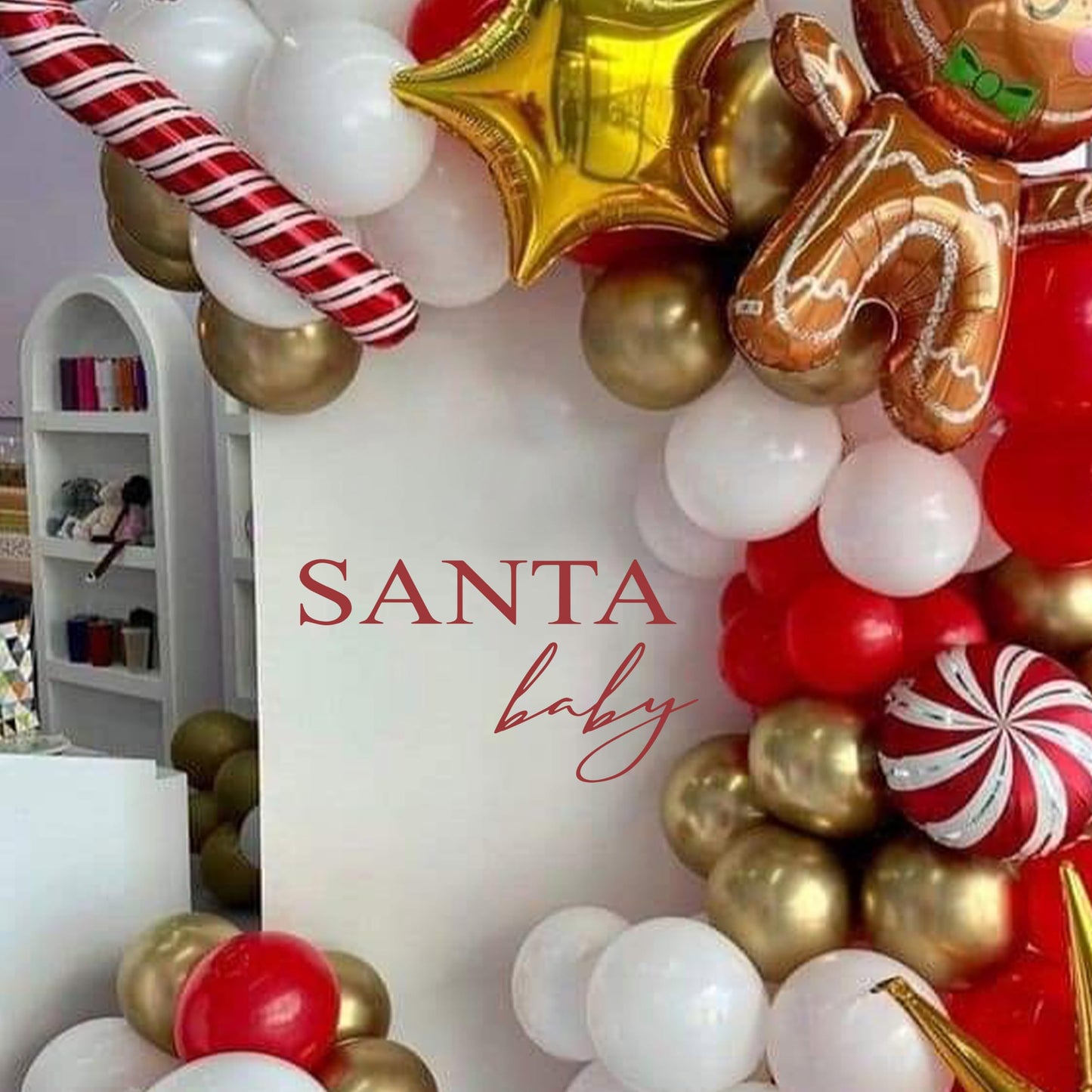 Santa Baby Decal - Christmas Baby Shower Party Sticker,Sign Party Balloon Arch Decorations,Gender Reveal Party Supplies Decorations,Winter Holiday Welcome Party Decor Decal (red)