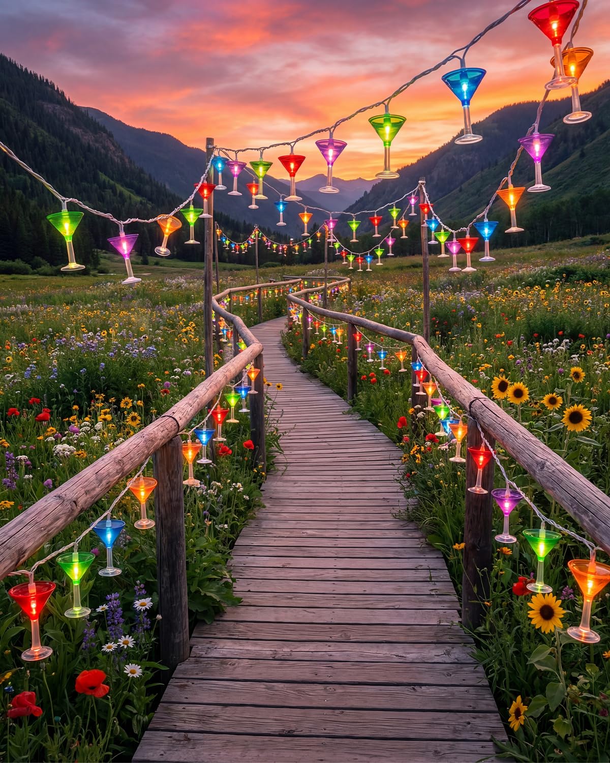 SUNSGNE LED Summer Decorative Indoor String Lights, 8.5ft Margarita Cup Hanging String Lights, Plug in Warm White Fairy Light String for Outdoor Party Birthday Holiday Bistro Bar Decorations