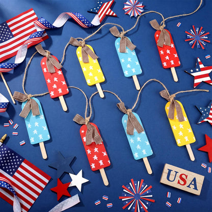 HunnmingRe Summer Patriotic Garland 10 ft 4th of July Red Blue White Yellow Banner American Summer Ice Cream Hanging Decoration for 250th Anniversary Independence Day Home Mantel Wall Party Supplies
