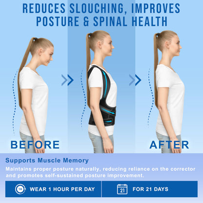 BLITZU Back Brace Posture Corrector for Women and Men. Shoulder Straightener, Adjustable Full Back Support. Upper and Lower Back Pain Relief for Neck Hump, Scoliosis, Spine, Hunchback Correction. M