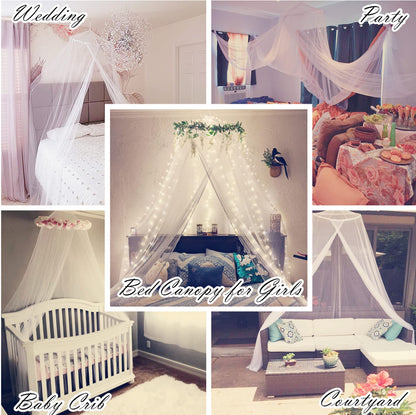 Eimilaly Bed Canopy Mosquito Net, Bed Canopy for Girls Room Decor - Insect Protection Hanging Canopy for Adults, Babies, Outdoor Camping, Pink/Single Door