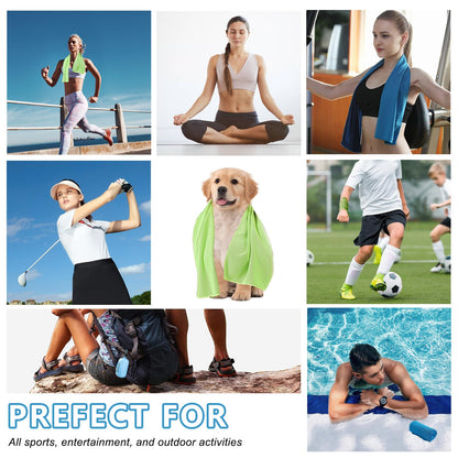 Aenfaiy 4 Pack Cooling Towels (40"x12"), Microfiber Chilly Towels Soft Breathable Gym Ice Towel for Workout, Yoga, Sport, Silicone Set Travel Sweat Towels Fast Drying Lightweight Cooling Neck Wraps