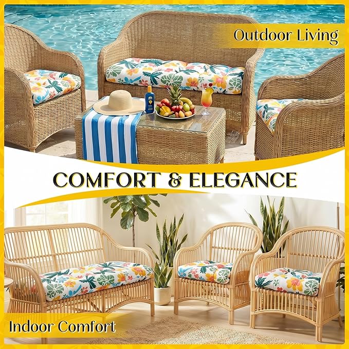 1 MIDDLE ONE Wicker Chair Cushions 3 Pieces Set