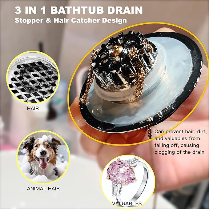 Kitchen Sink Drain Strainer 3 in 1, 304 Stainless Steel Pop Up Sink Stopper