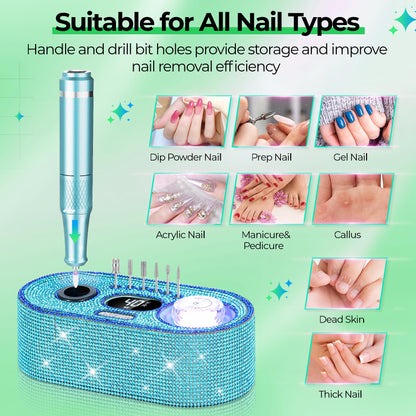 40000RPM Electric Nail File Drill Professional Kit, Drill Machine with LCD Display, Manicure Pedicure Polishing Acrylic Gel Nail Grinder for Salon, Home Use