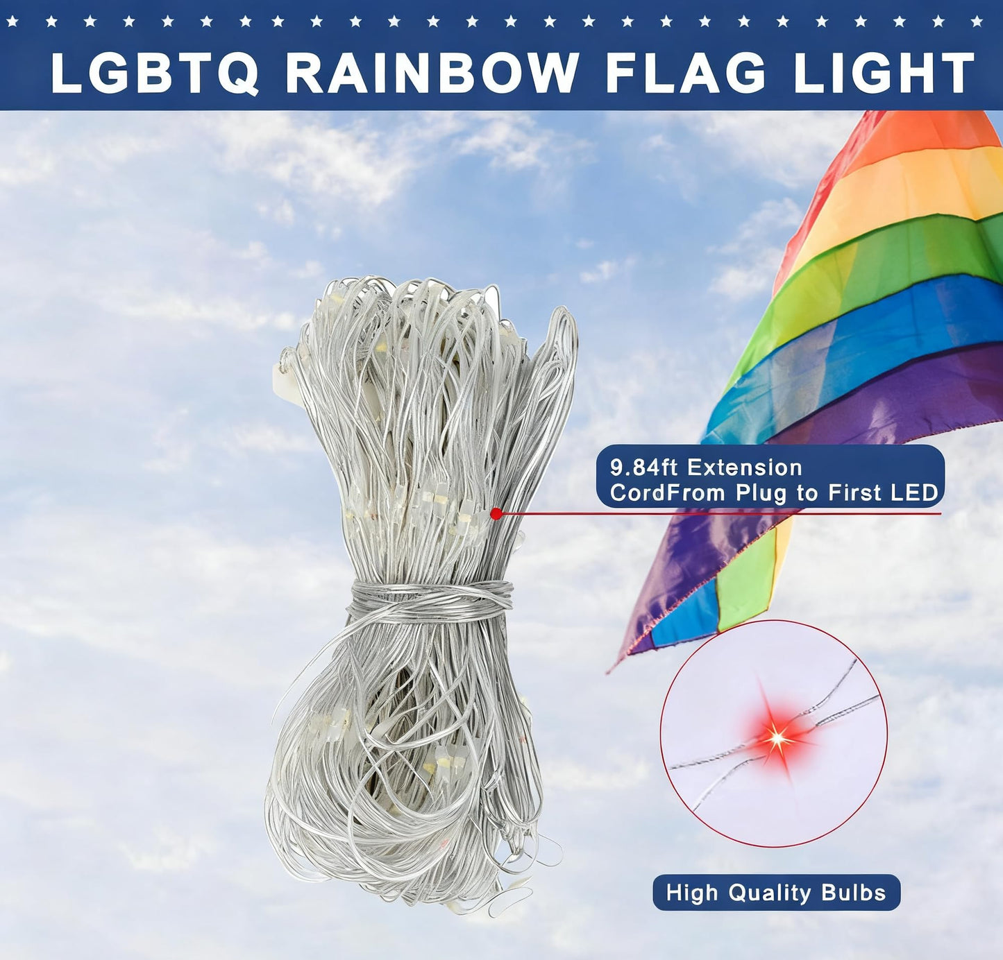 Leisure world Rainbow Pride Flag Lights 384 LEDs – 6.6ft x 3.3ft Waterproof Net Light with 8 Modes for Yard, Garden, Pride Month & Party Decor