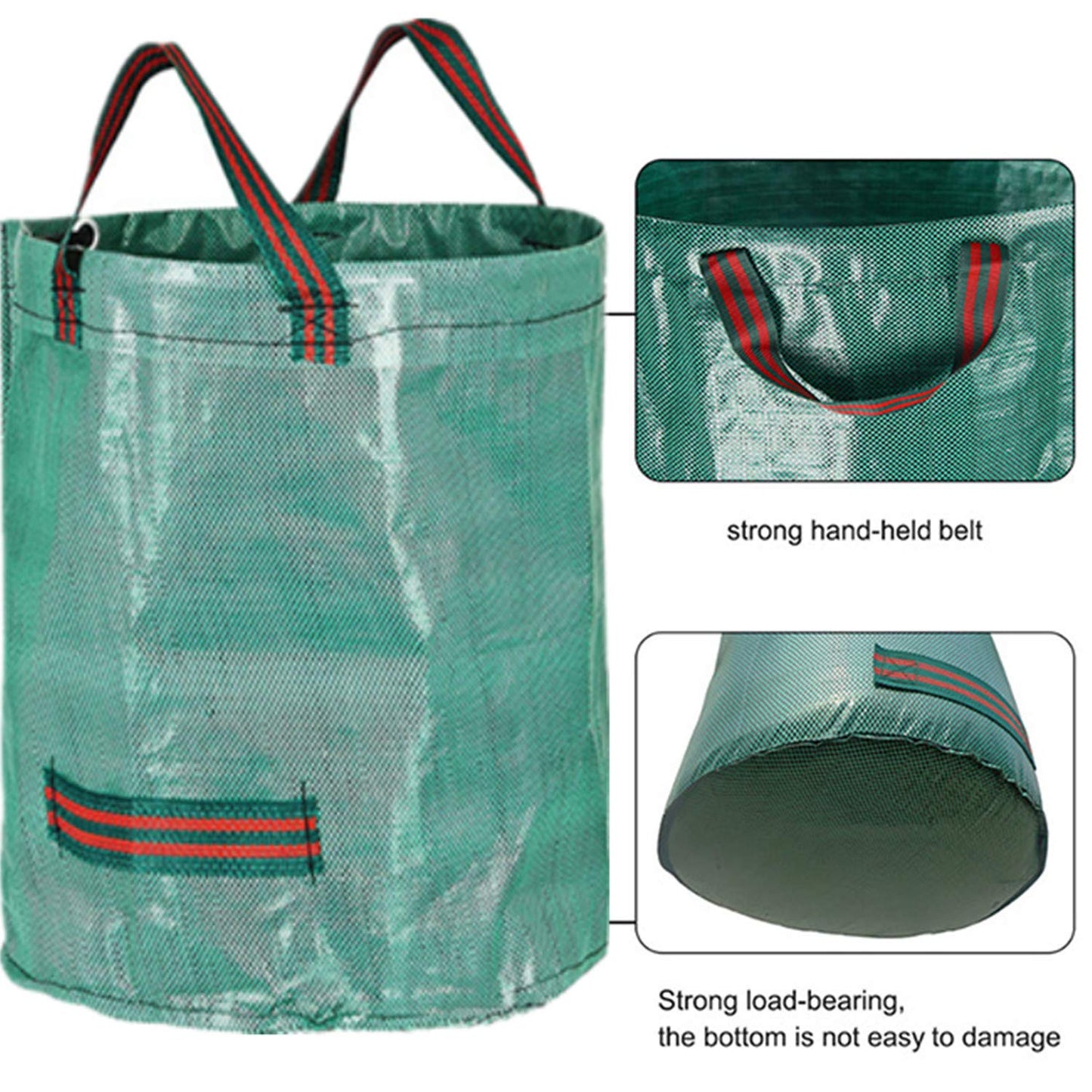 3Pcs 272L Heavy Duty Large Garden Waste Bags (H76cm,D67cm)&1 Gardening Gloves,Refuse Bags Garden Rubbish Bag Reusable Garden Waste Sacks,Grass Cutting Bags Leaf Bags Gardening Bags Sacks with Handles
