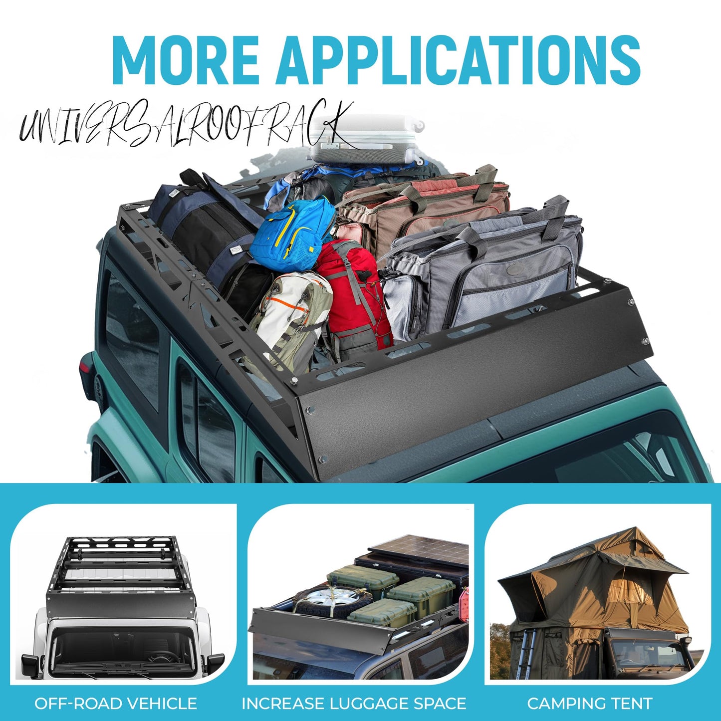 ECOTRIC 50" x 39" x 4.75" Roof Rack Cargo Basket W/Cross Bars Fit for Car SUV Pickup Truck Van Universal Top Cargo Carrier Metal Luggage Storage Holder Basket Rack for Travel 150Lbs Steel Black