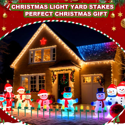 AUGSHY 100 Pack Christmas Light Stakes, 7.5 inch Yard Lawn Holiday Light Ground Stakes for C7 C9 Outside String Lights Universal Outdoor Light Holders for Christmas Decoration Lawn Path Driveway Green