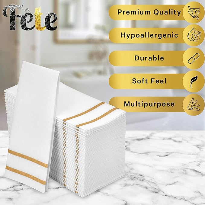 Disposable Hand Towels for Bathroom, Wedding Napkins for Tables, and Restrooms