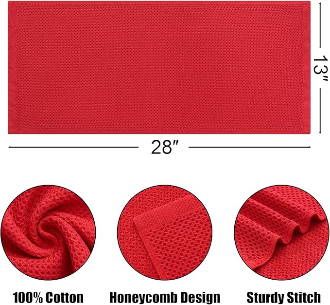 Kitinjoy 100% Cotton Waffle Weave Kitchen Hand Towels