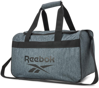 Reebok Duffle Bag - Carry On Gym Bag for Workout With Adjustable Shoulder Strap - Compact Travel Bags for Women and Men, Size One Size, Warrior II Light Grey