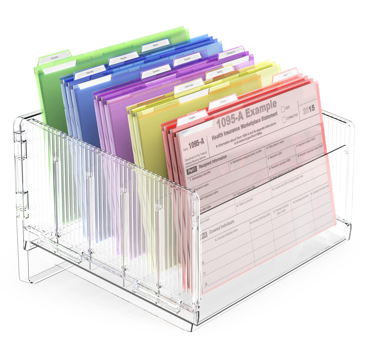Cuukie File Sorter Organizer, 5 Sections Acrylic Letter Tray for Desk, Mail Organizer Letter Holder for Envelopes, Mail, Electronics 1Pack