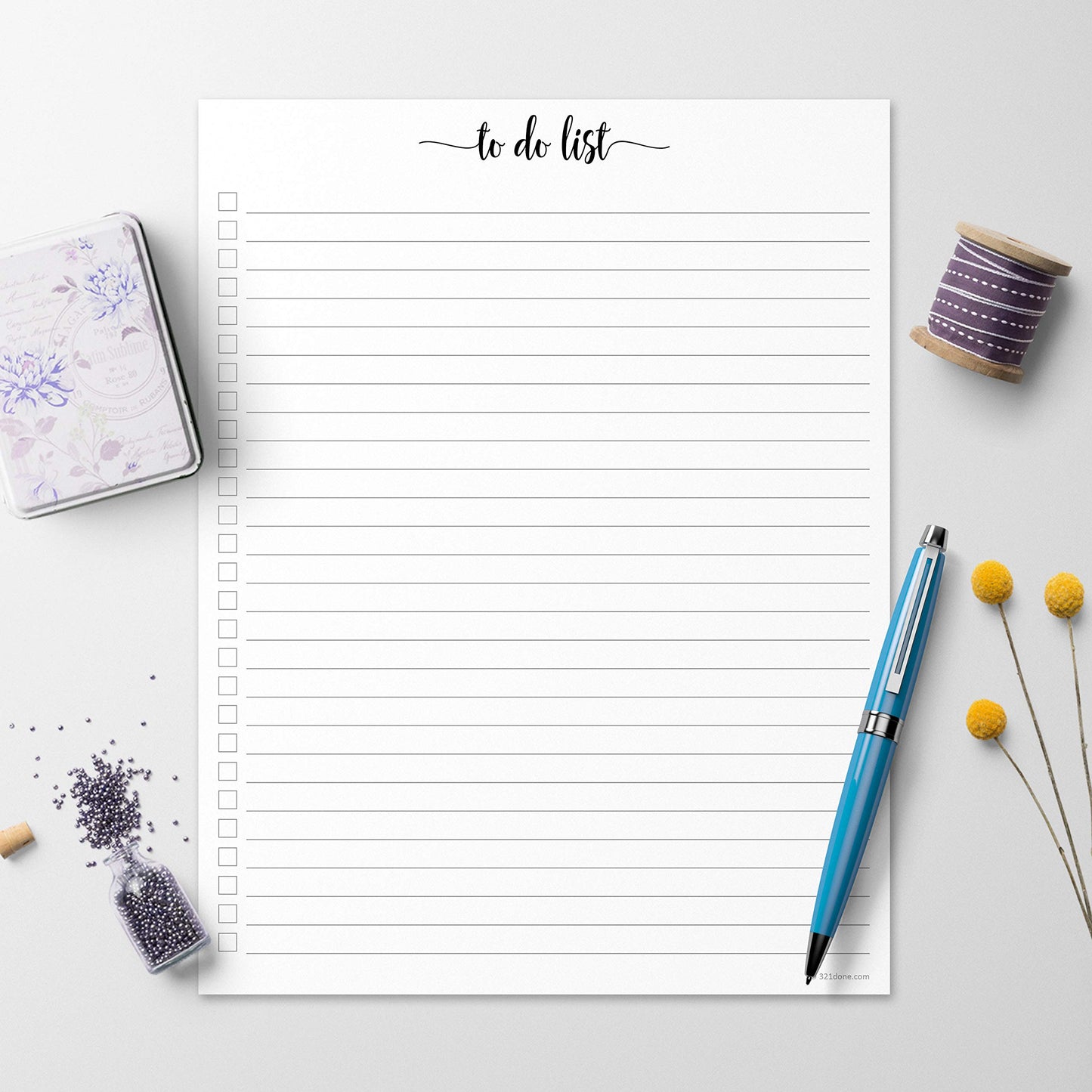 321Done To Do List Notepad - 50 Sheets (8.5" x 11") To-Do's Notepad Tear Off, Planning Memo Pad, Planner Checklist Organizing - Made in USA - Simple Script - Wide-Ruled