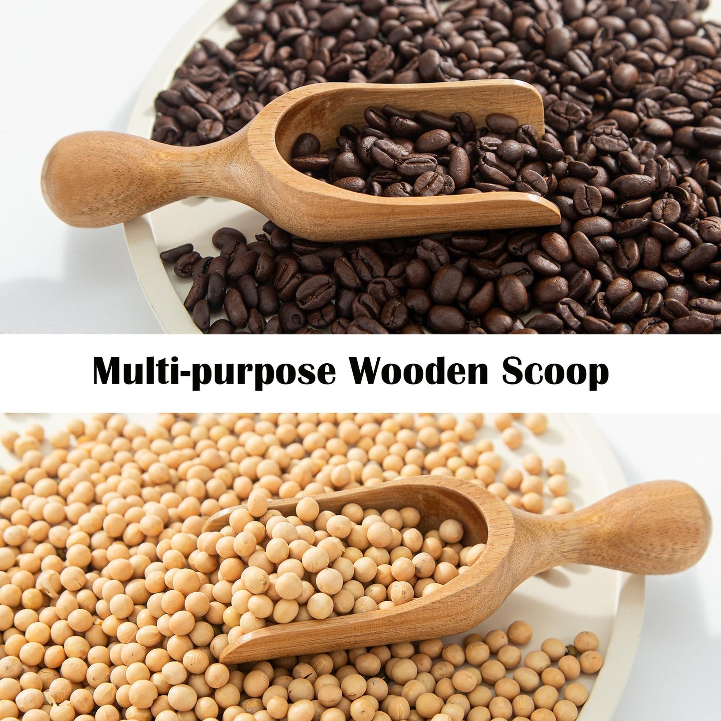 Large Coffee Scoop Shovel, 3pcs Wooden Scoop for Jars, 5.9″ Big Ground Coffee Scoop Measuring Spoons for Coffee, Tea, Powder- Multifunctional Kitchen Scoop for Bath Salts,Laundry (Acacia Wood)