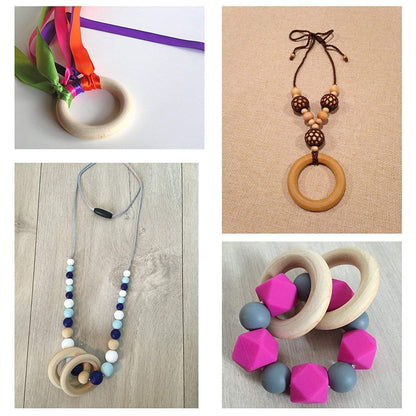 Onwon 10 Pieces Wooden Rings Natural Wood Rings Without Paint Smooth Unfinished Wood Circles for Craft DIY Baby Teething Ring Pendant Connectors Jewelry Making (70mm)