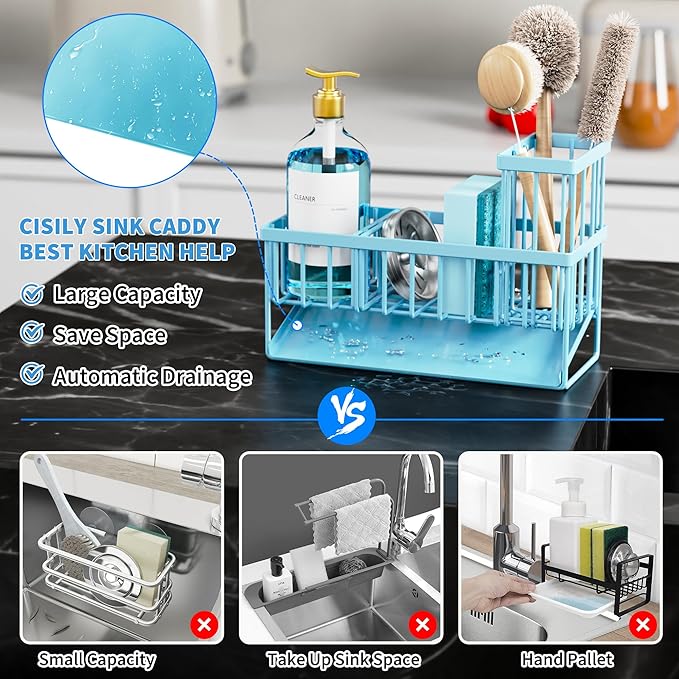 Cisily Blue Kitchen Sink Caddy Organzier