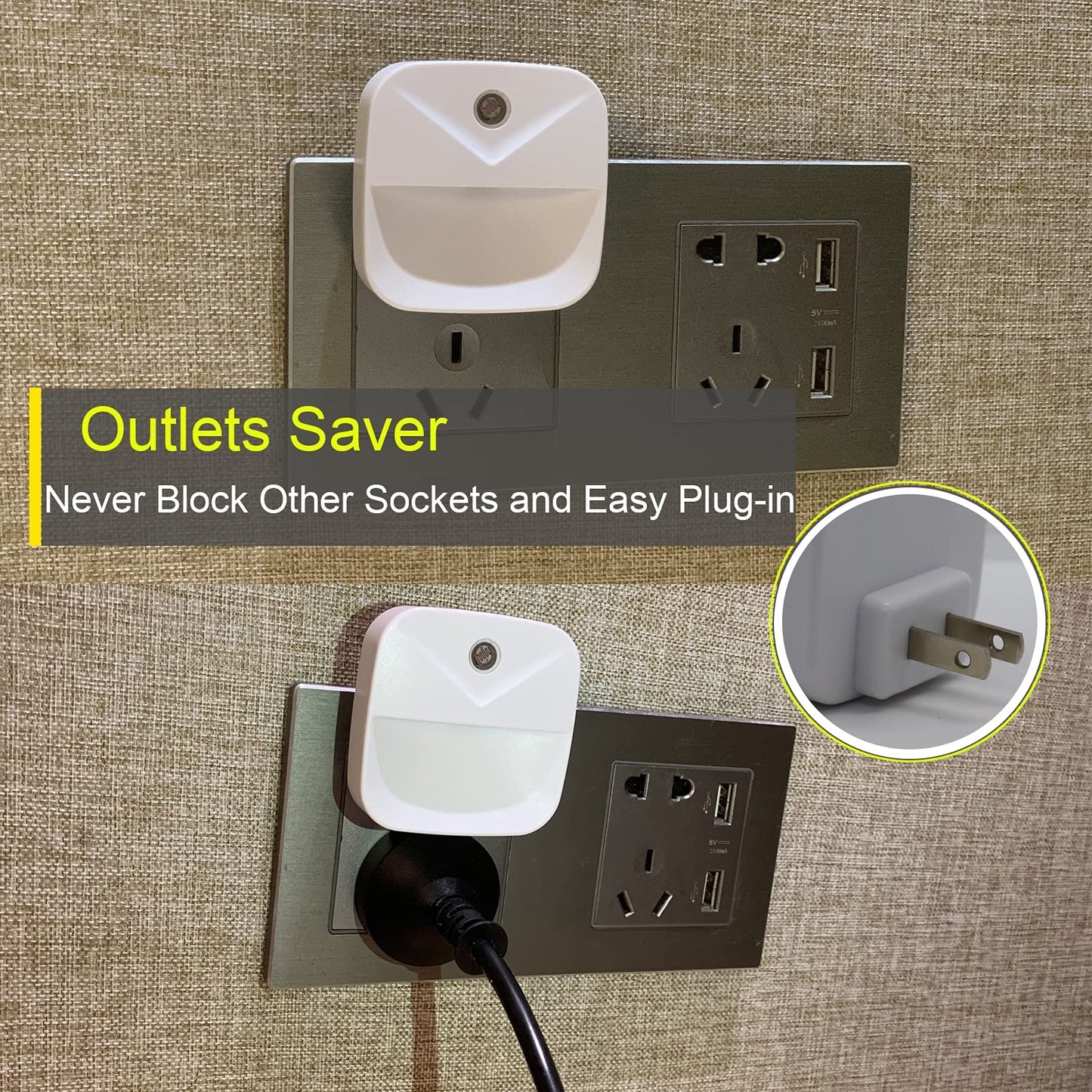 6 Pack Night Light Plug in, White LED Nightlights with Smart Dusk to Dawn Sensor, Plug into Wall Nightlights Suitable for Bedroom, Bathroom, Hallway, Kitchen, Stairs, Kids, Adults