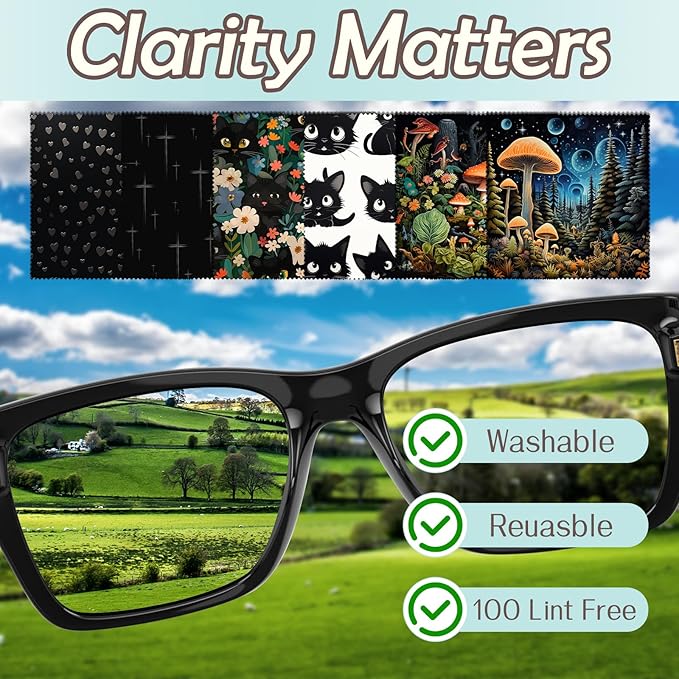 6 PCS Glasses Cleaning Cloth Eyeglass Lens Microfiber Cleaning Cloth Reusable