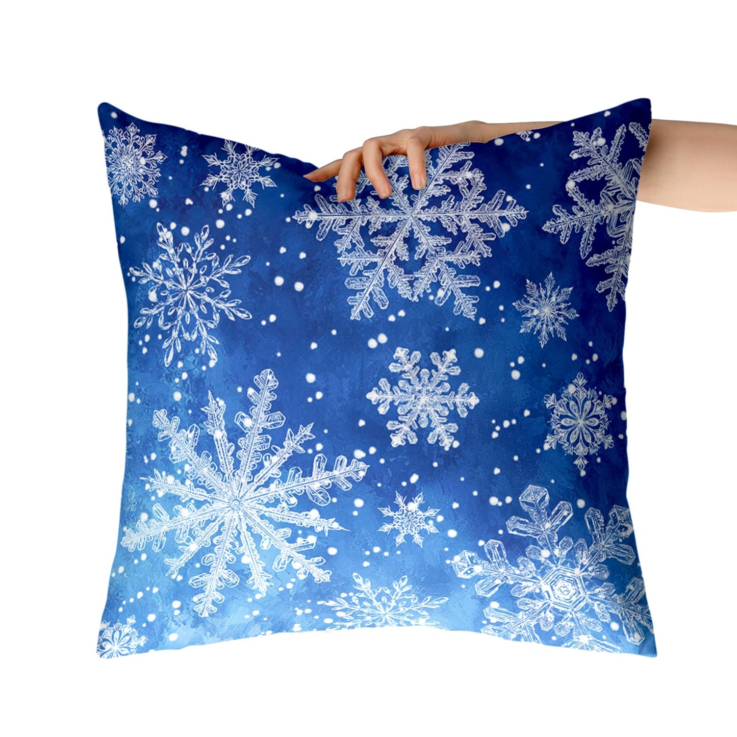 Wnoesat Winter Blue Snowflake Throw Pillow Covers 18x18 Set of 2 Merry Christmas Snowflakes Decorative Pillow Cases Xmas Holiday Outdoor Pillowcase for Farmhouse Living Room Decor