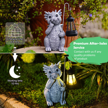 Qeeman Solar Dragon for Garden Decor: Weatherproof Resin Statues