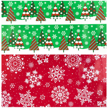 LeZakaa Christmas Wrapping Paper Jumbo Roll, Christmas Tree, Snowflakes in Red Retro Reversible Design for Festive Holiday, Family Gathering, 24 inches x 100 Feet