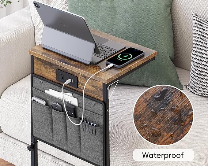 Vagusicc C-Shaped End Table Set of 2, Adjustable Height Side Table
