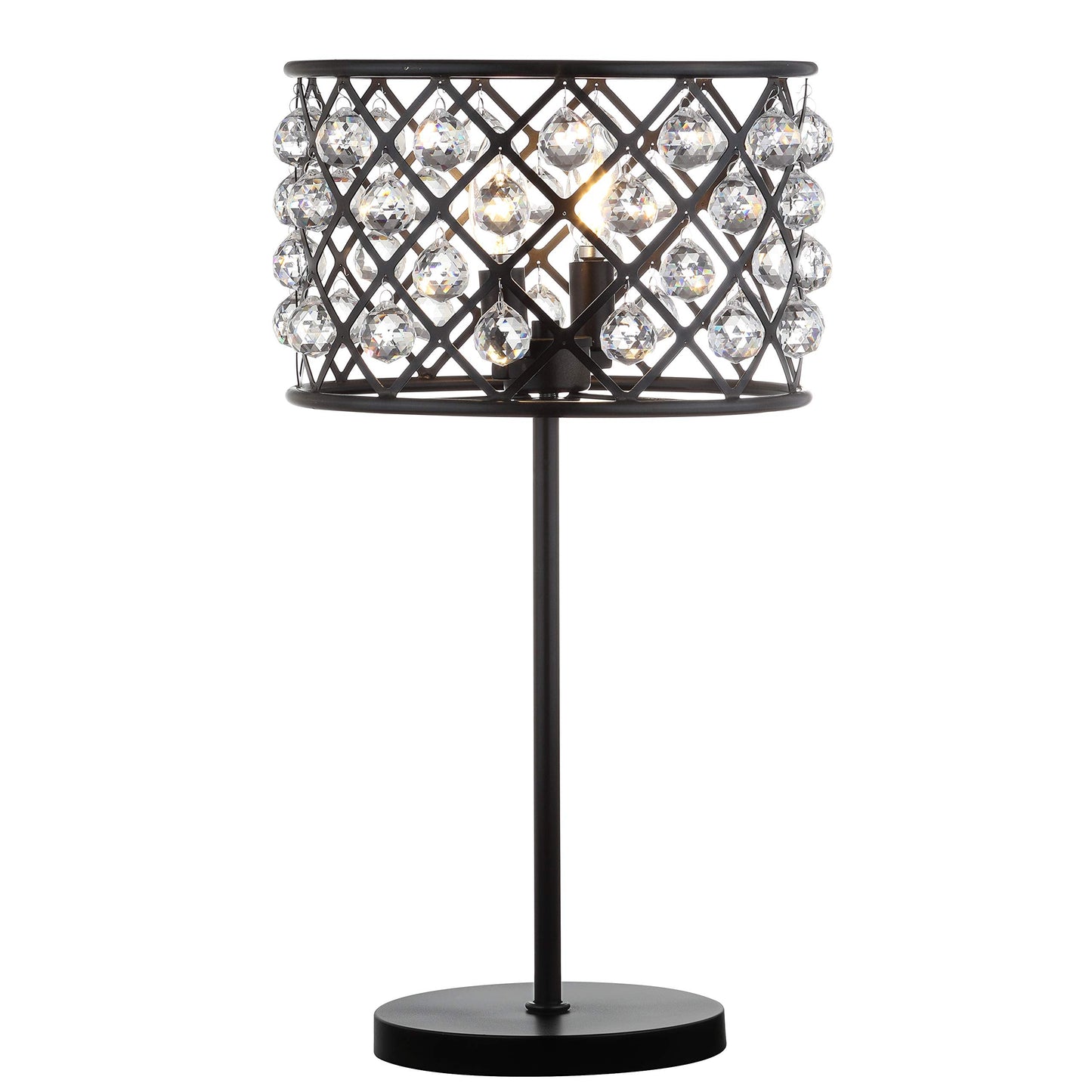 JONATHAN Y 22.5" Oil Rubbed Bronze 2-Light Crystal and Iron Table Lamp, Modern Glam Bedside Nightstand Lamp with Clear Crystal Spheres, UL Listed, LED Bulbs Included JYL9022A