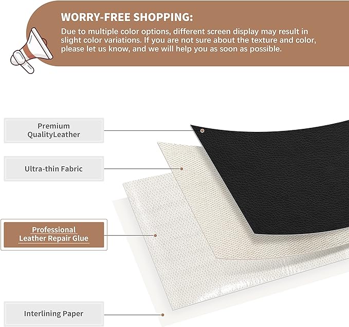 ONine Leather Repair Patch, Self-Adhesive Couch Patch，Multicolor Available